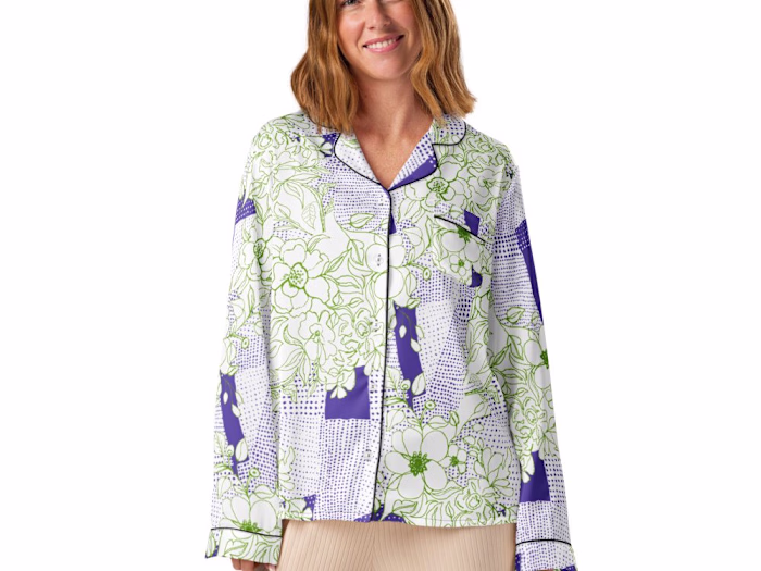 Floral Disruption – Green Ink on Violet Grids