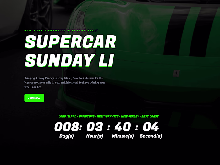 Supercar Sunday LI - WordPress Website