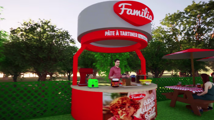 présentoir familia, concu pour un