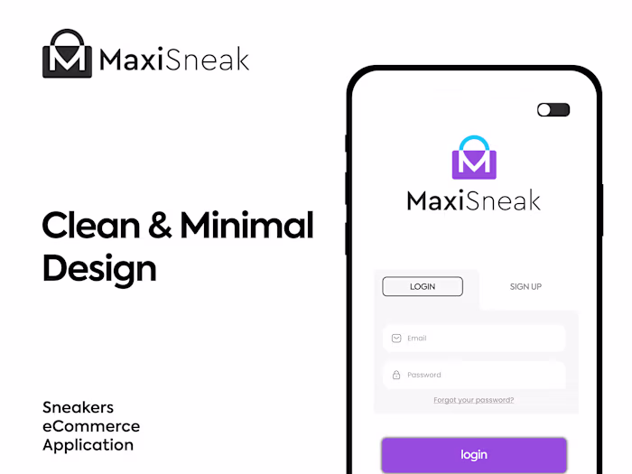 MaxiSneak Mobile app design