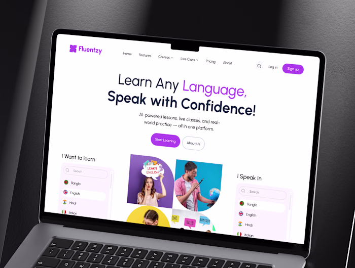 AI Language Learning Landing Page Design