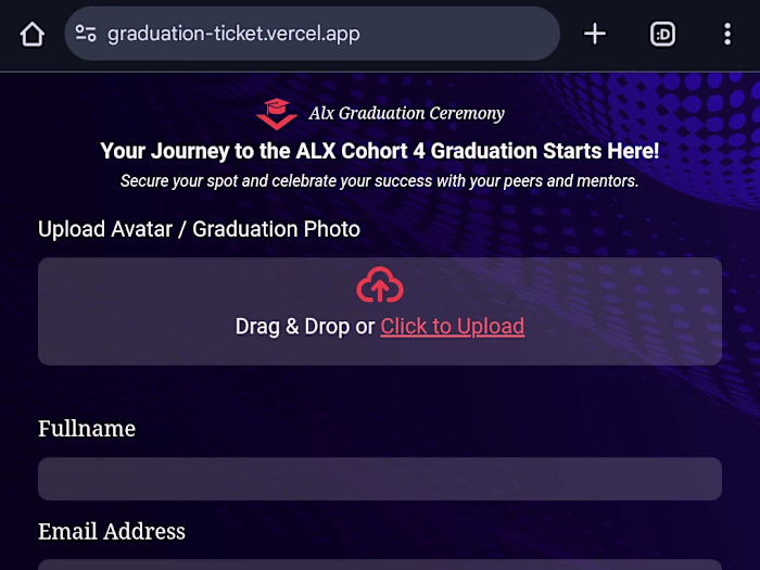 A graduation form website 