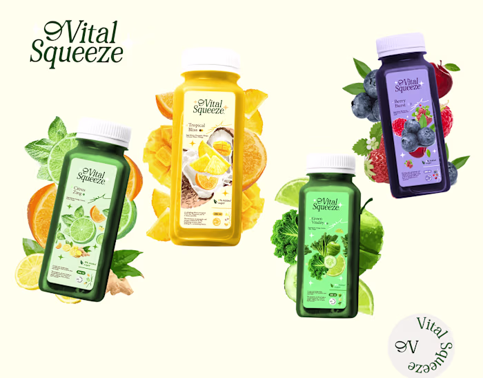 Vital Squeeze Brand identity and packaging design