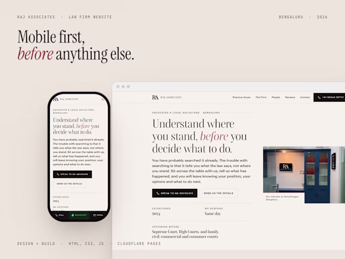 Raj Associates' Law Practice Website Design