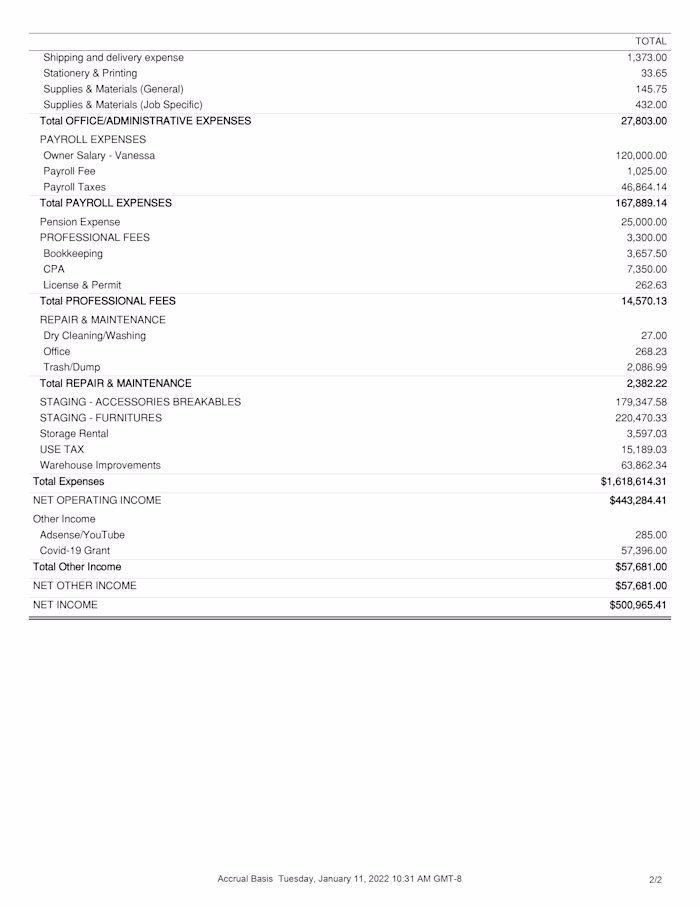 Staging Service Bookkeeping using QBO