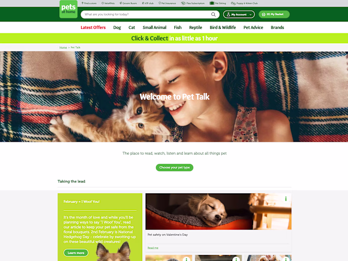 Pets at Home Website UI Development