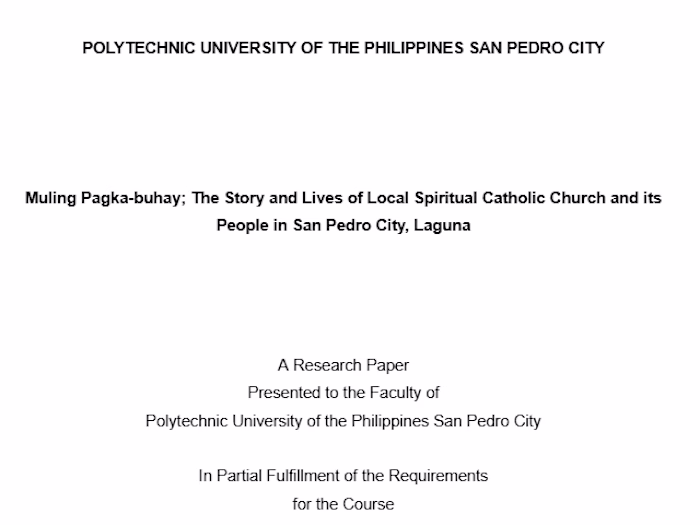 Muling Pagka-buhay Church: A Case Study