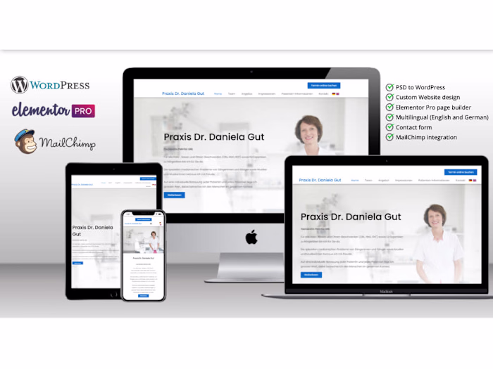 PSD to WordPress Elementor website