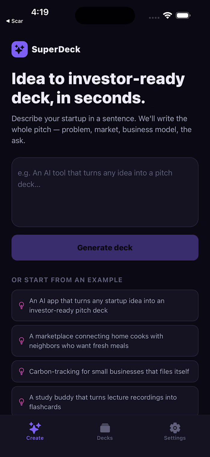 SuperDeck - pitch deck builder, iOS & Android