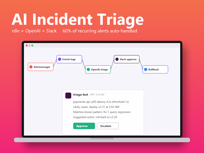AI incident triage agent for a SaaS platform team (n8n + OpenAI)