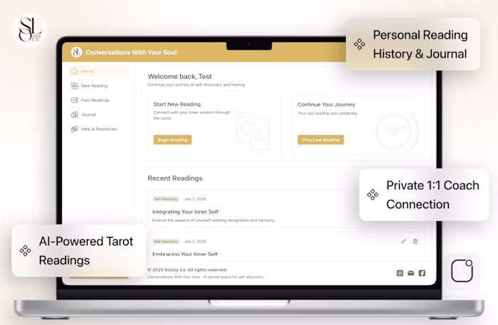 SolJoy is an AI-powered tarot
