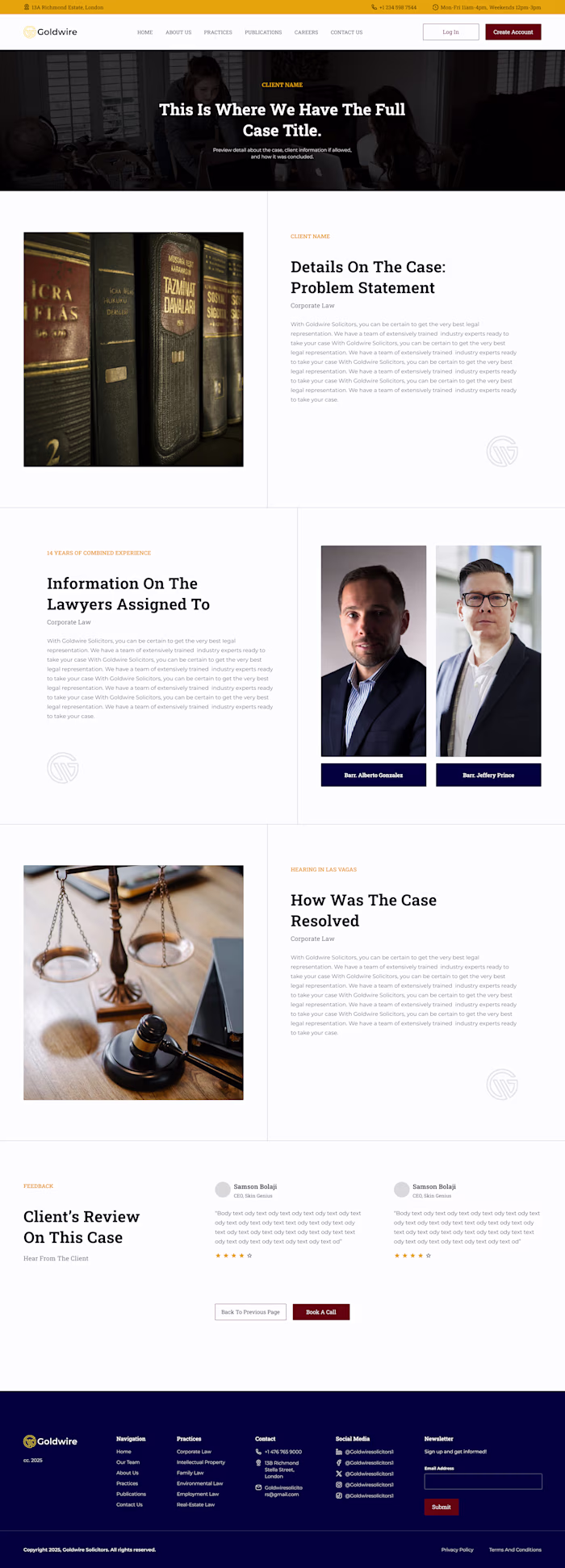 Landing Page and Dashboard Design for Goldwire Solicitors