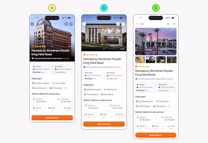 A, B, or C? Booking Mobile App