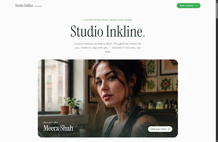 Studio Inkline Booking System Development