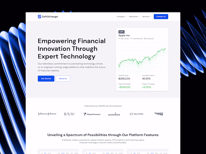 SoftExchange - Next-Gen FinTech Website