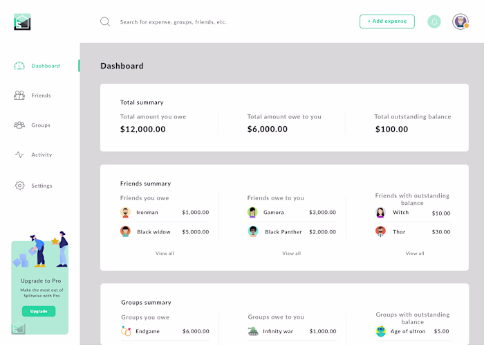 Expense handling web app