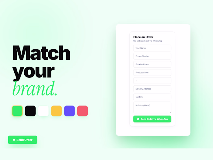 WhatsApp Order Form Plugin for Framer | Product Design & Build