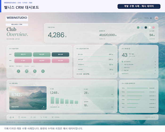 Wellness CRM: Mist Glass Dashboard