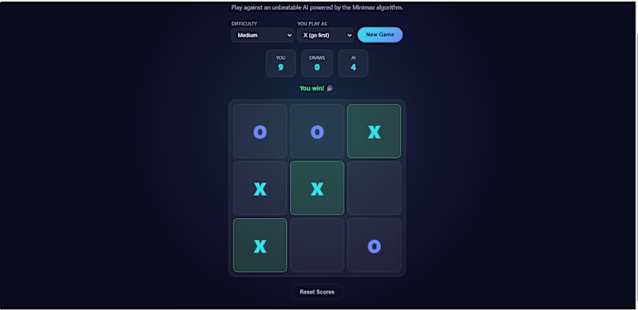 "Built a Tic-Tac-Toe game with