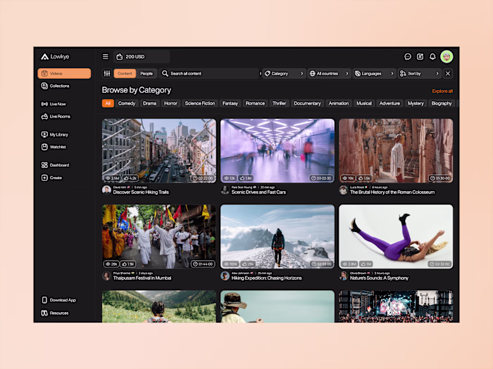 Lowkye - 400+ Screen Creator Monetization Platform Design