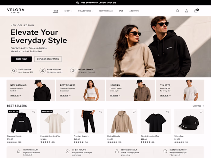 Redesigned a Shopify fashion store