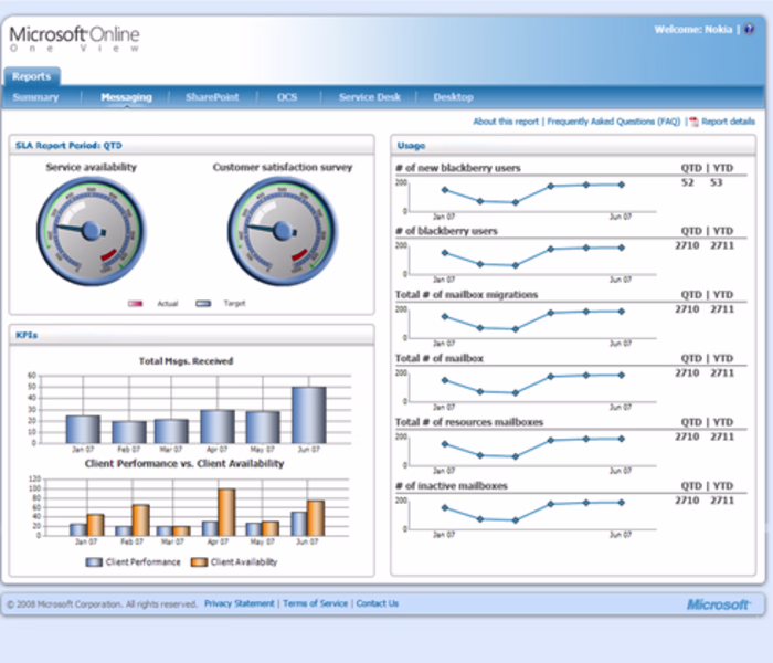 Microsoft Online OneView 2008
Operating in a