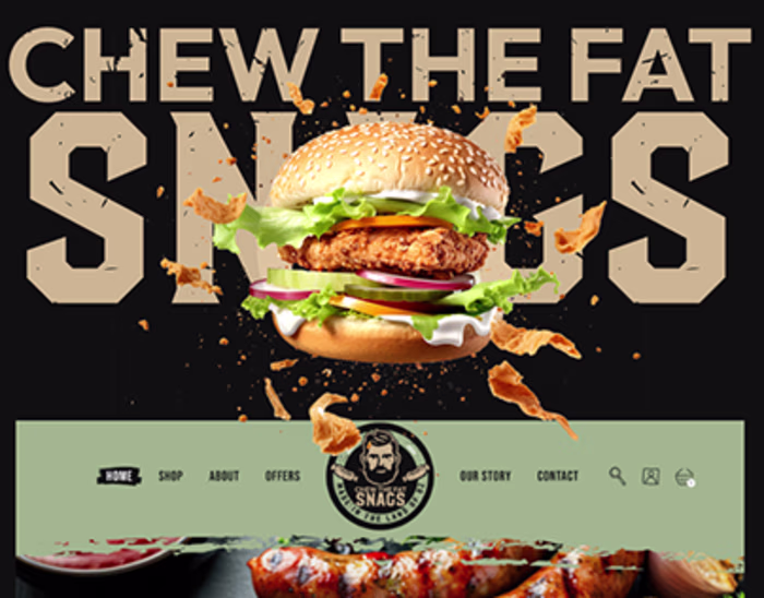 Chew the fat SNAGS | Food Cafe | Website Design