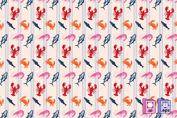 Vintage Coastal Seafood Pattern
A charming