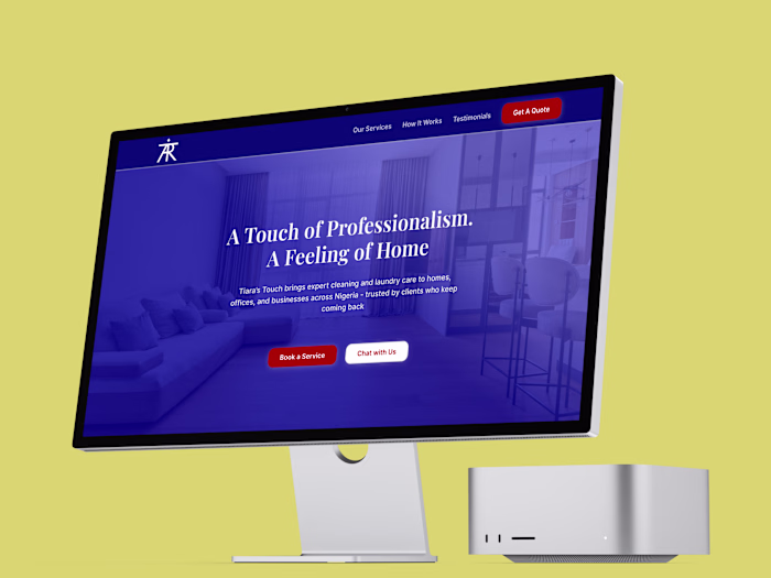 Tiara's Touch Landing Page Design