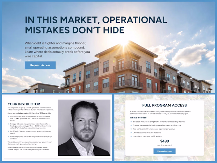 Course Page & Checklist Funnel for CRE Operator Academy