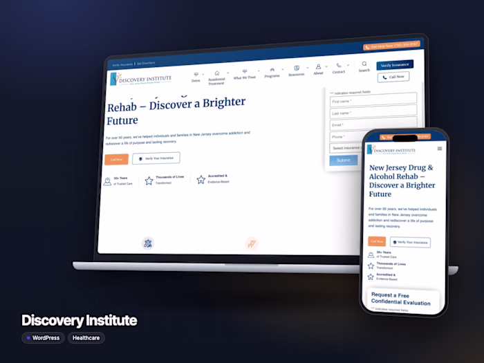 Discovery Institute | WordPress Website for a NJ Rehab Center
