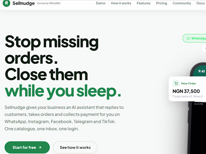 Sellnudge : AI conversational commerce