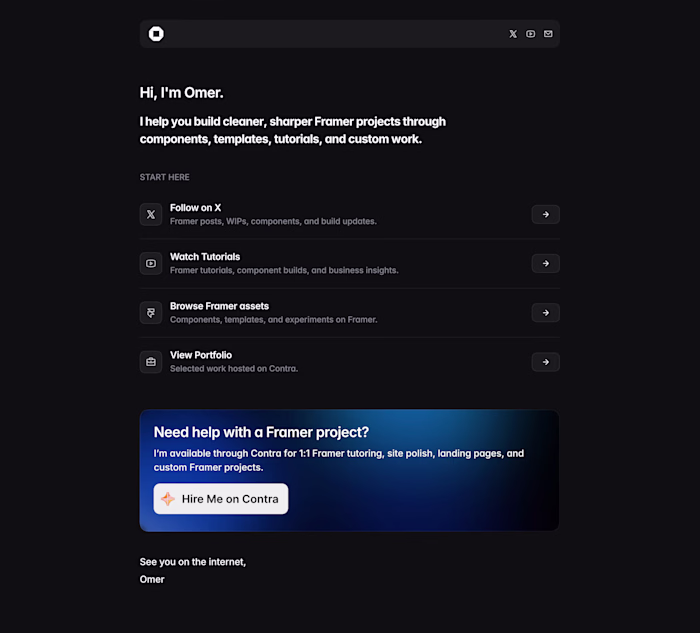 New website!
Launched V1 of omeronframer.com