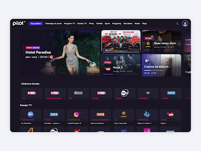 Pilot WP – Home page showcasing TV and TVOD content