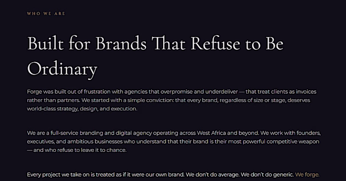 Forge Agency is a dark