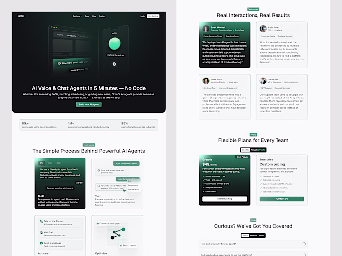 Landing Page Design for AI Agents Platform