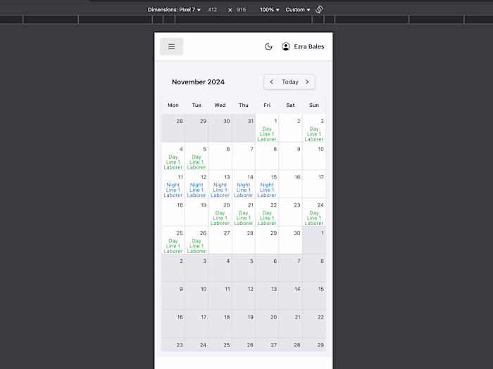 Employee Work Schedule