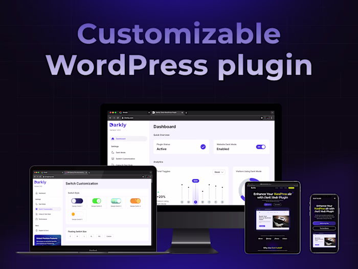 UI/UX for Darkly: A Seamless Dark Mode WordPress Plugin