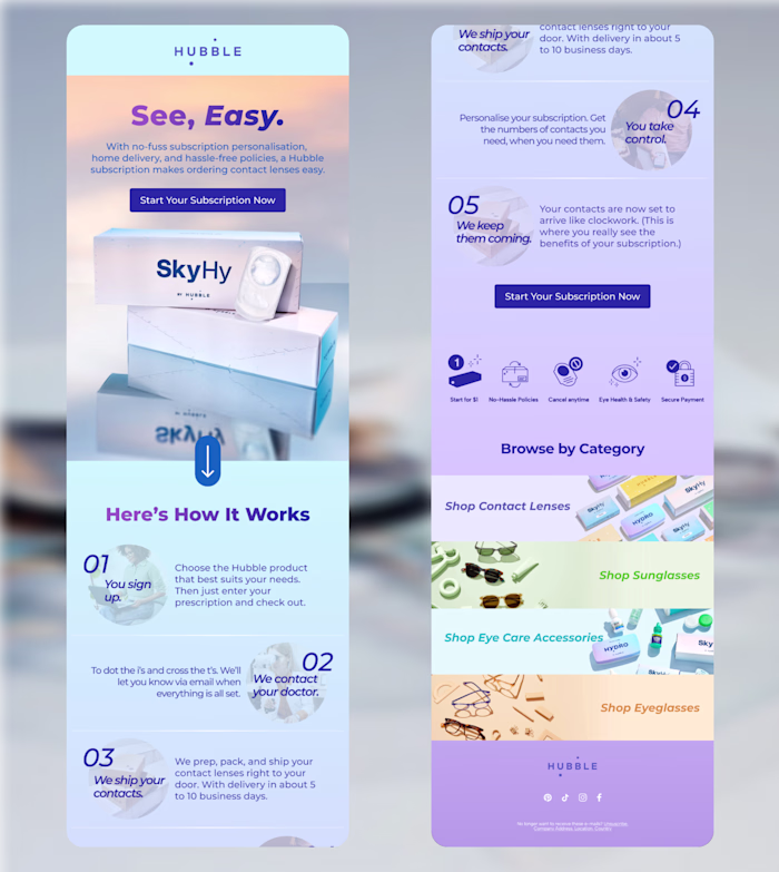 Email Design for Hubble Contacts