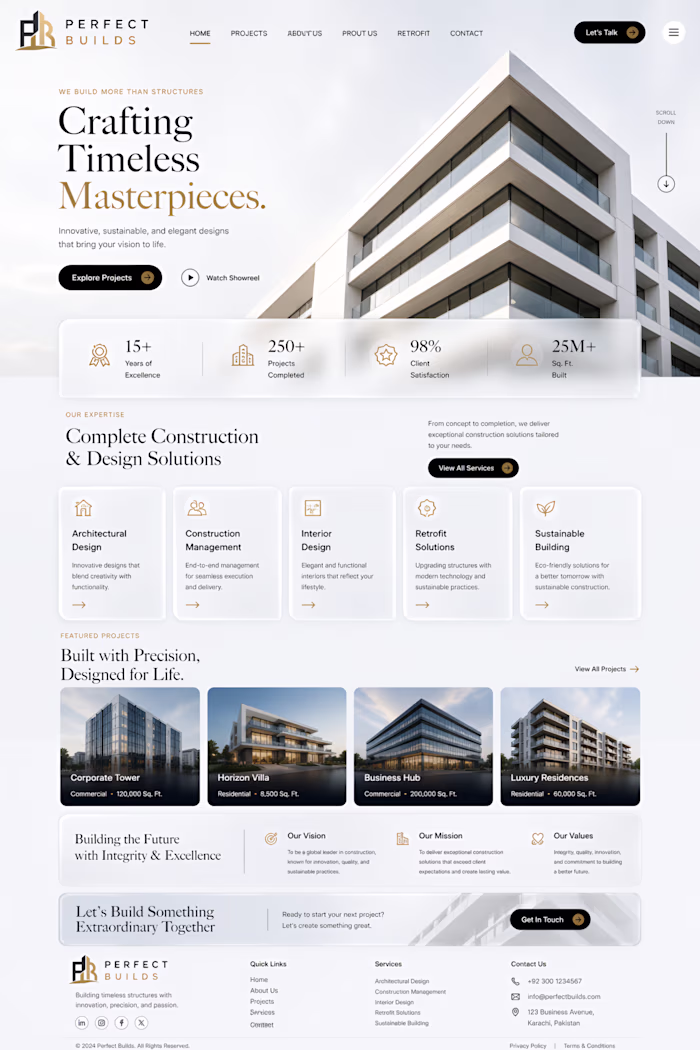 Premium Construction Company Website Design