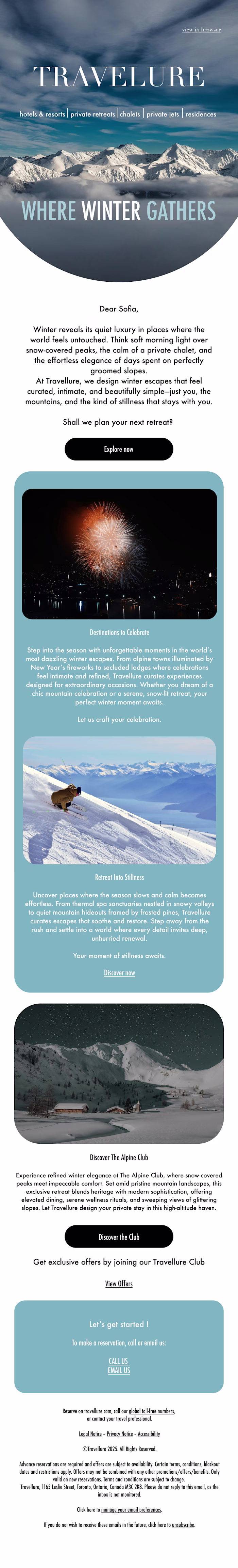 Luxury Travel Newsletter - Winter Campaign