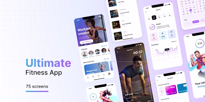 Mobile App UI Design for an iOS/Android Fitness App