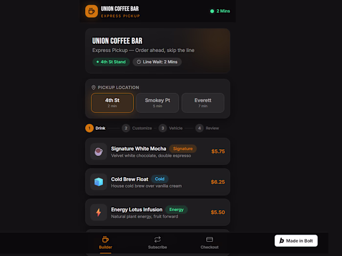 Mobile-First Express Ordering App for Coffee Shops