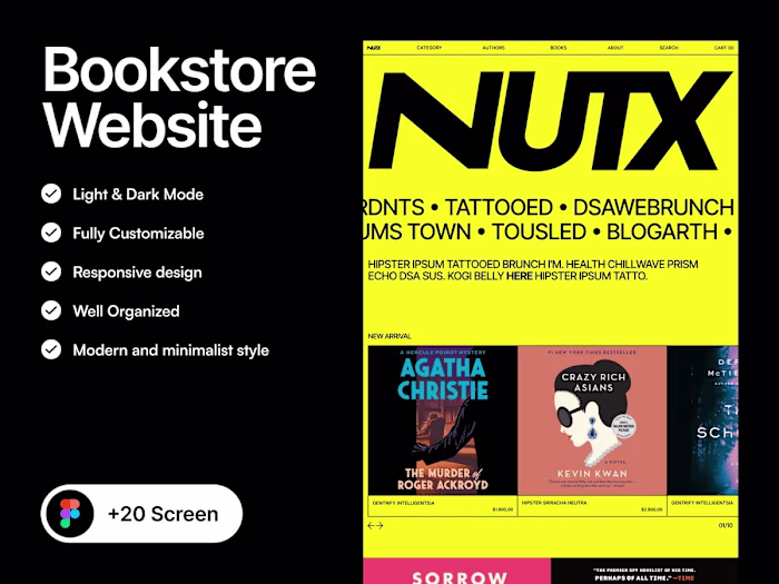 Nutx: Book Store Website Template for Figma