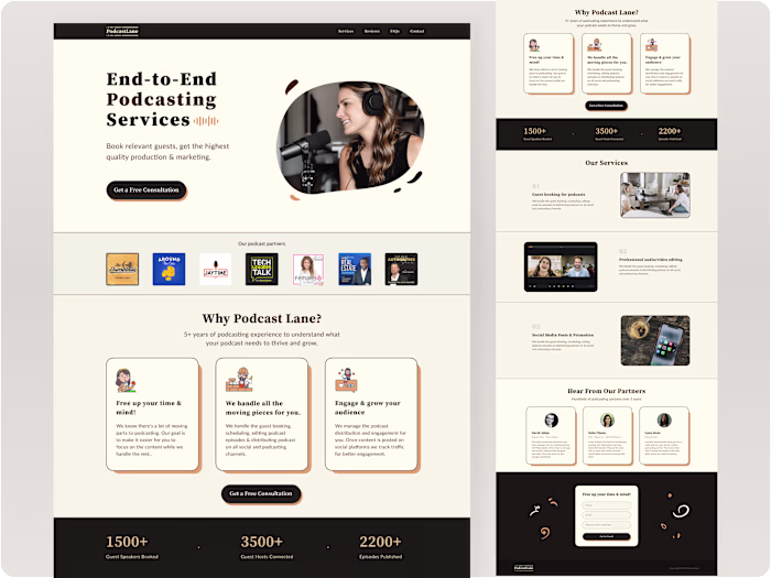 Landing page for Podcast Lane