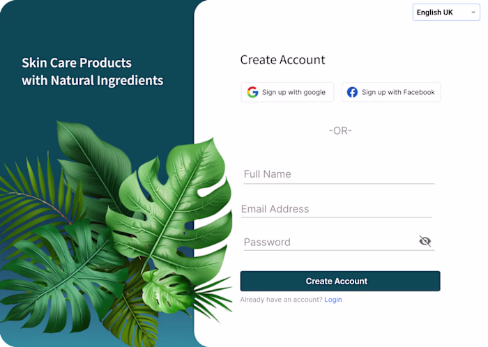 signup page