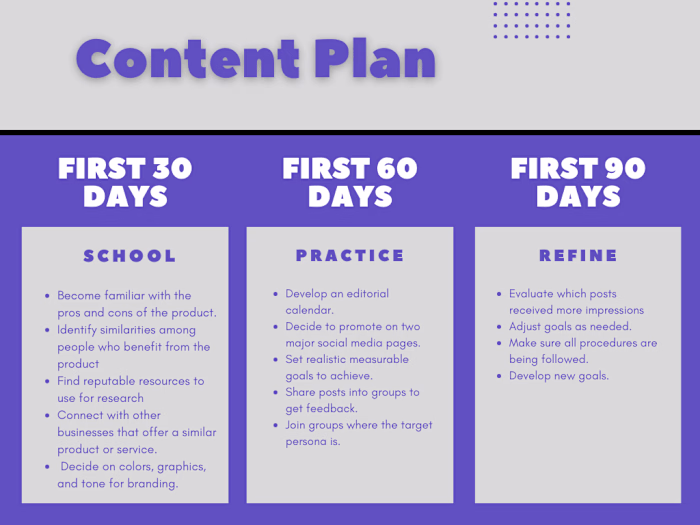 30, 60, 90 Day Plan
