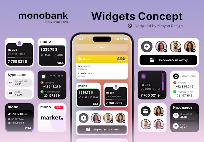 Monobank Widgets Design Concept | Banking iOS Widget
