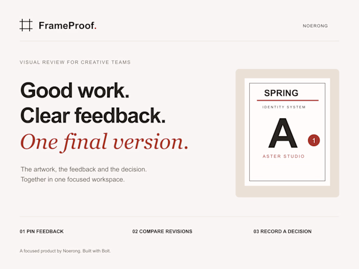 FrameProof: Visual Feedback and Version Approval