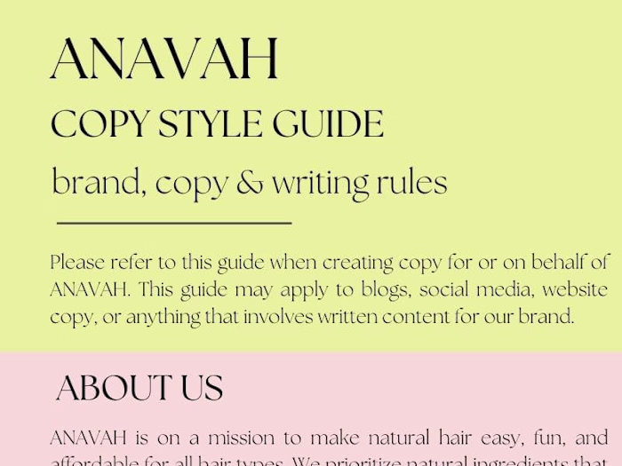 Copy Style Guide Overview | Anavah